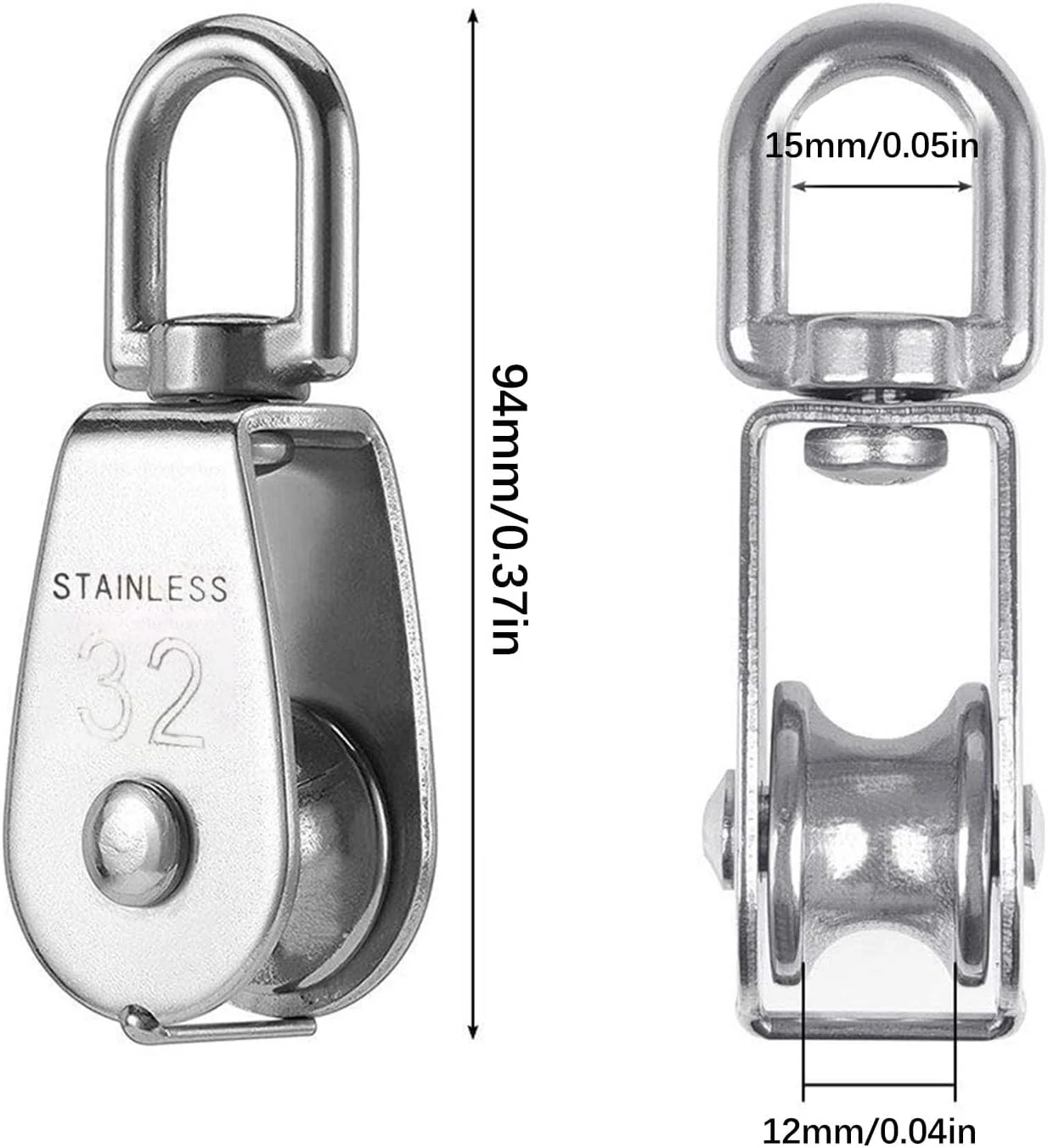 تک قرقره، قرقره استیل ضد زنگ ورزشی، قرقره، قرقره استیل ضد زنگ، قرقره برای طناب های داخلی و خارجی، ظرفیت بار 250 کیلوگرم