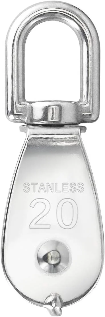 بلوک قرقره تکی BNYZWOT M20 با ظرفیت بارگیری 91 کیلوگرم، بسته 10 عددی، قرقره تکی سیم بکسل استیل 304، جرثقیل بالابر 20 میلی متری با قلاب گردان