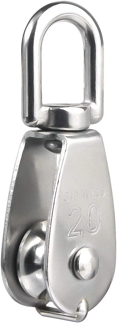 بلوک قرقره تکی BNYZWOT M20 با ظرفیت بارگیری 91 کیلوگرم، بسته 10 عددی، قرقره تکی سیم بکسل استیل 304، جرثقیل بالابر 20 میلی متری با قلاب گردان