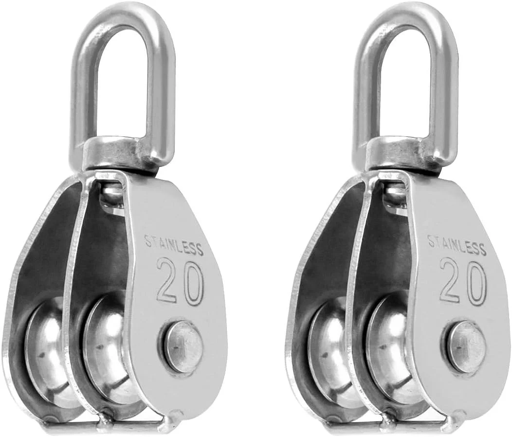 CENPEK دو عدد قرقره دوبل M20، فولاد ضد زنگ 304، قرقره دوبل سنگین برای بلند کردن، تجهیزات دریایی و ساخت و ساز، ظرفیت بار 75 کیلوگرم