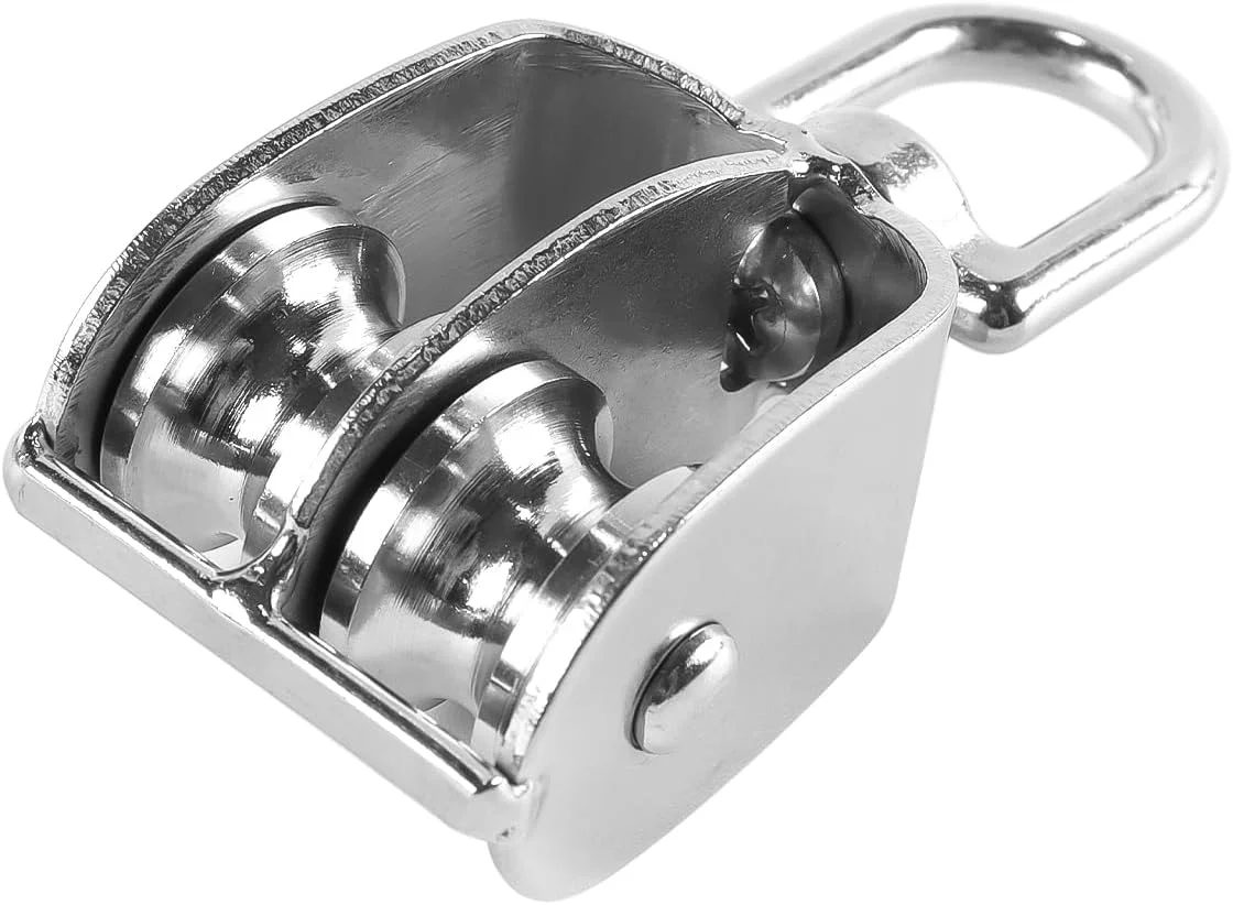 CENPEK دو عدد قرقره دوبل M20، فولاد ضد زنگ 304، قرقره دوبل سنگین برای بلند کردن، تجهیزات دریایی و ساخت و ساز، ظرفیت بار 75 کیلوگرم