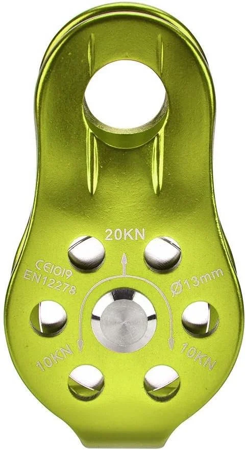 قرقره تک محور چرخان طناب سنگین 20kN UIAA، قرقره تکی ثابت برای صخره نوردی، فرود، نجات درختکاران، تجهیزات ایمنی