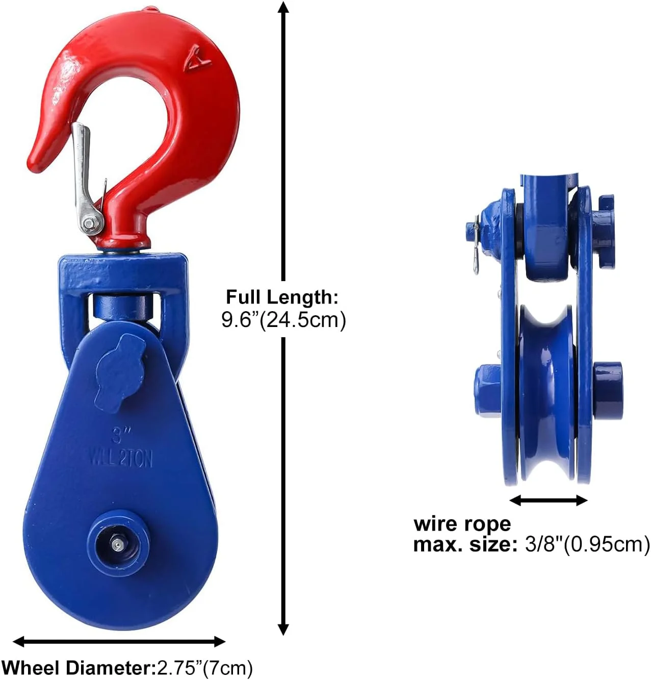قرقره دو رنگ BOOMSTART با ابزار قلاب گردان، قرقره طناب سیمی برای 5/16 اینچ تا 3/8 20 میلی متر