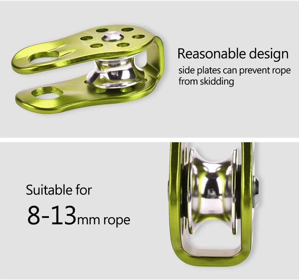 قرقره تک محور چرخان طناب سنگین 20kN UIAA، قرقره تکی ثابت برای صخره نوردی، فرود، نجات درختکاران، تجهیزات ایمنی
