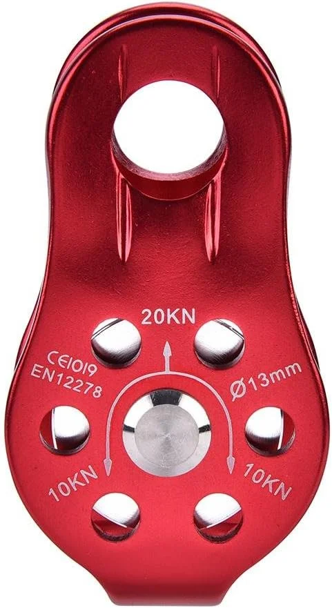 قرقره تک محور چرخان طناب سنگین 20kN با گواهینامه UIAA، قرقره ثابت برای صخره نوردی، فرود، نجات و تجهیزات ایمنی