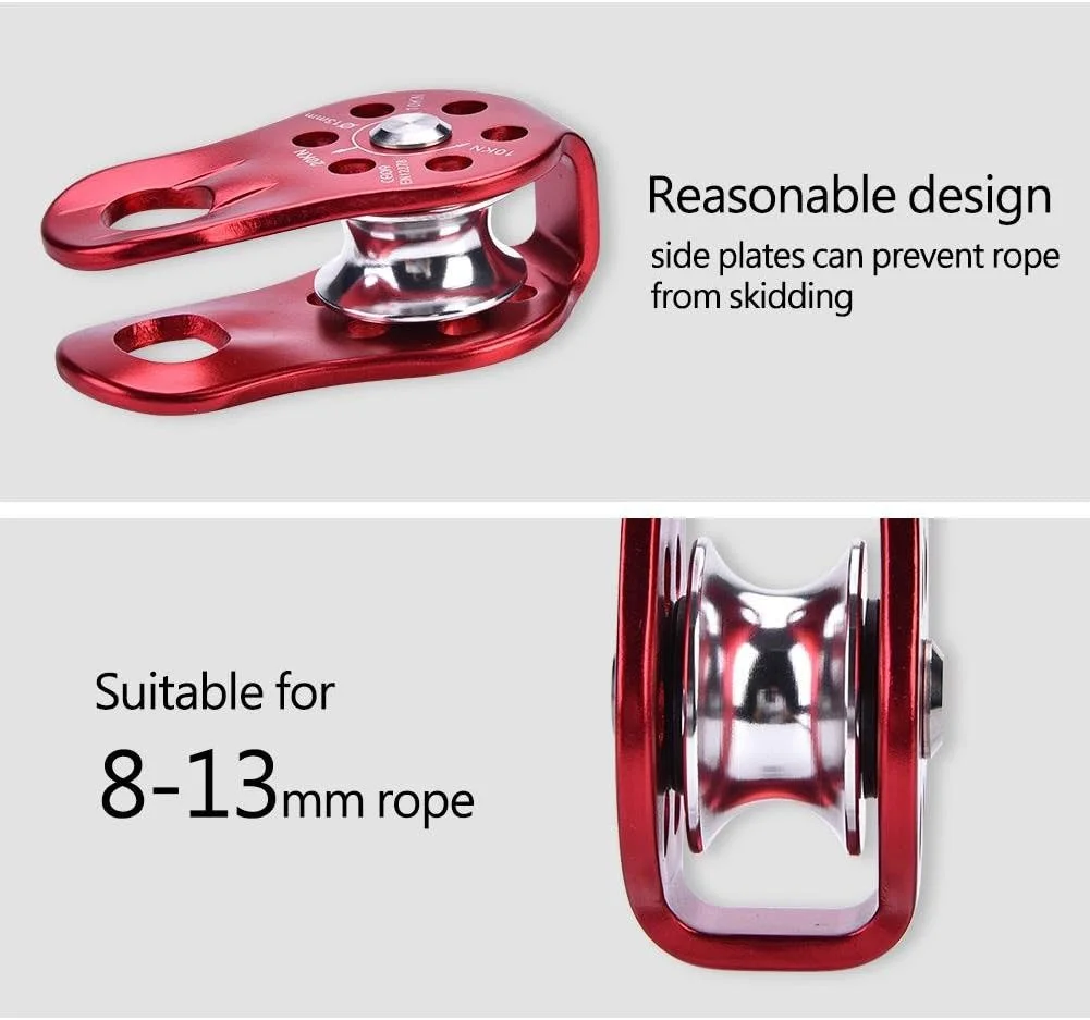 قرقره تک محور چرخان طناب سنگین 20kN با گواهینامه UIAA، قرقره ثابت برای صخره نوردی، فرود، نجات و تجهیزات ایمنی