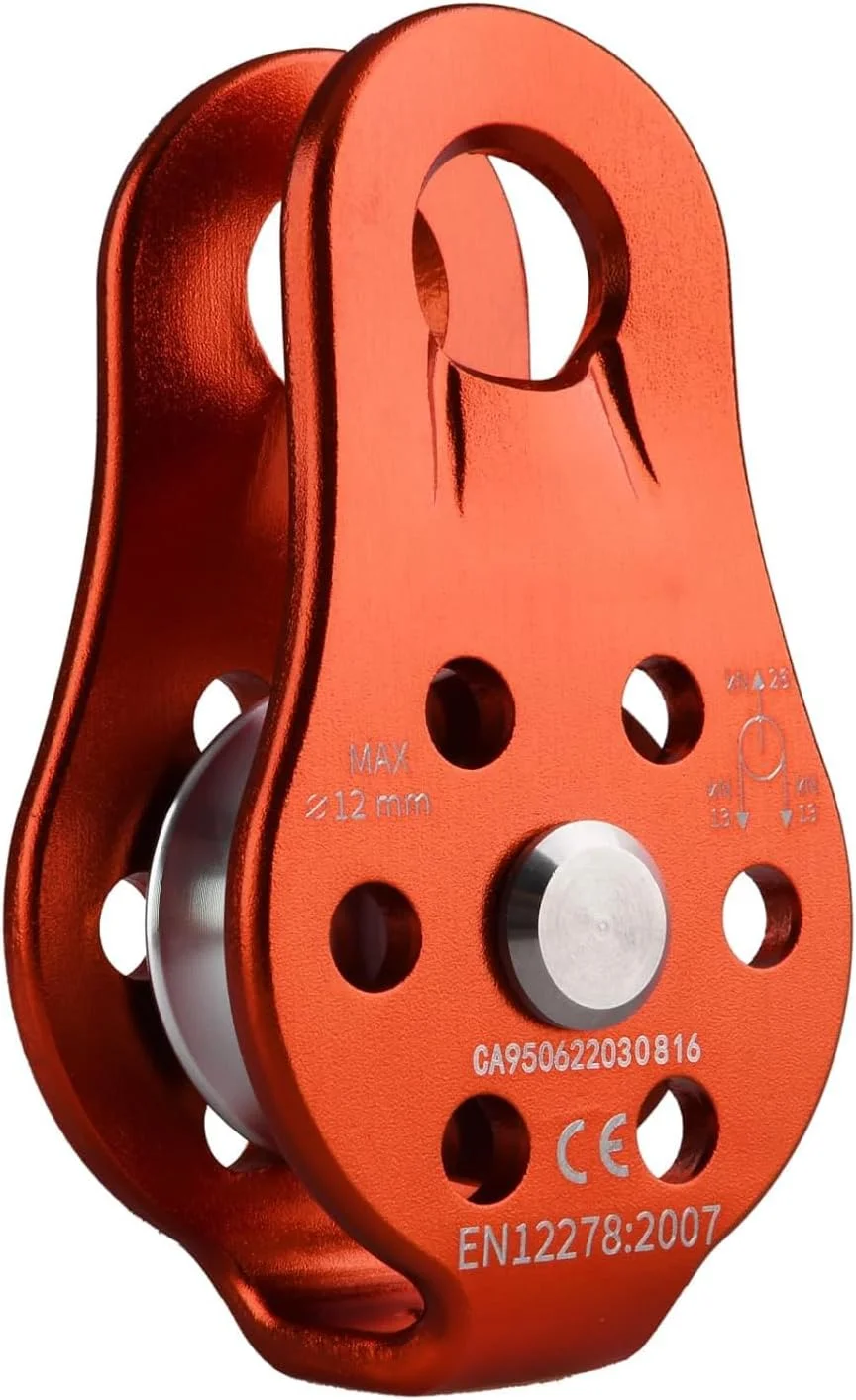 قرقره تک تسمه 26kN برای صخره نوردی، قرقره میکرو آلیاژ آلومینیوم سنگین برای حمل و نقل، نجات، تجهیزات، زیپ لاین فضای باز، درخت نوردی