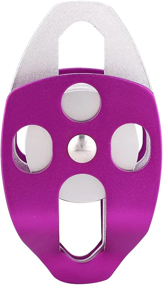 قرقره صخره نوردی در فضای باز، قرقره فرود آلومینیومی هوانوردی، قرقره دوبل چرخان جانبی برای صخره نوردی و کوهنوردی - بنفش