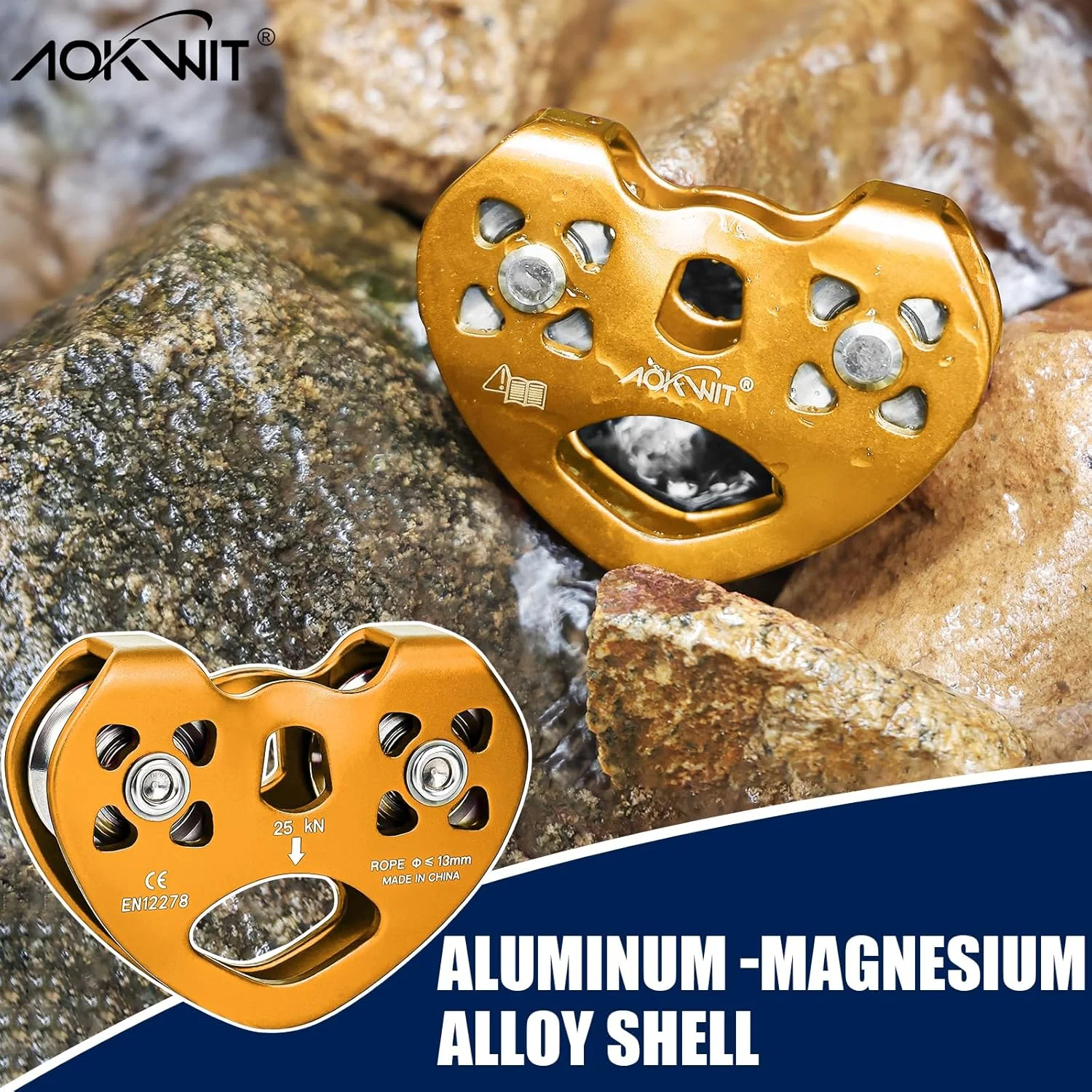 قرقره زیپ لاین طناب 8-13 میلی متر، قرقره صعود 25KN آلومینیومی با غلتک استیل ضد زنگ، ترولی دوگانه تاندم، تجهیزات نجات کوهنوردی و صخره نوردی در فضای باز