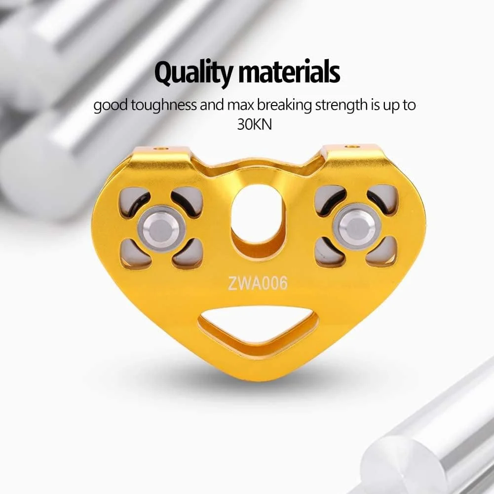 قرقره صعود، قرقره دوبل 30KN برای نجات و اسلاید طناب، تجهیزات صعود برای استفاده در فضای باز، مناسب برای صعود به درخت، حمل بار و غارنوردی