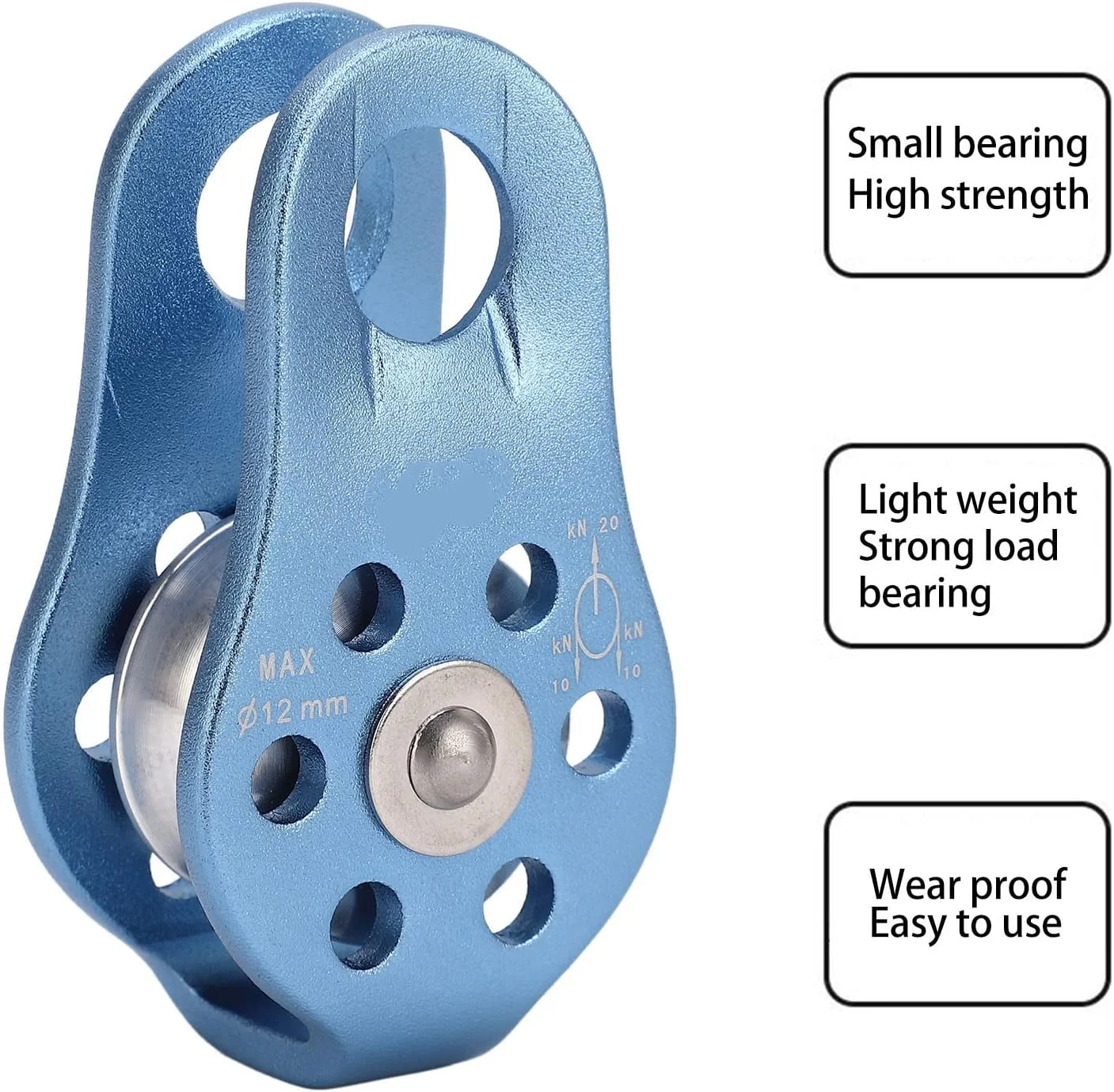 قرقره صعود، قرقره تکی سنگین صعود، قرقره طناب گردان تکی آلیاژ آلومینیوم و منیزیم سبک وزن برای ریگینگ، صعود درختکاری، دارای گواهی CE