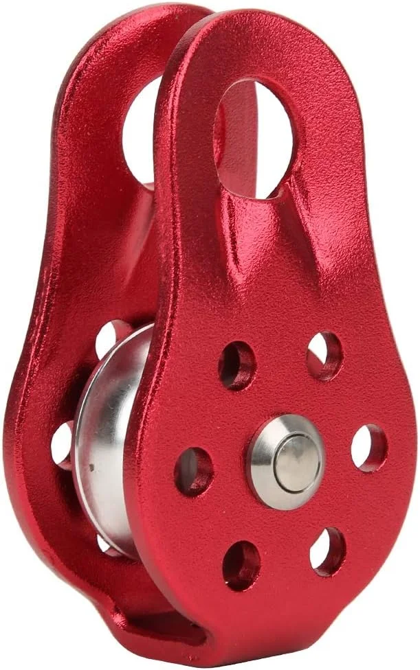 قرقره ایمنی صعود، قرقره طناب صعود در فضای باز، سخت افزار فلزی، قرقره ثابت تک تسمه با صفحه چرخان قابل حمل