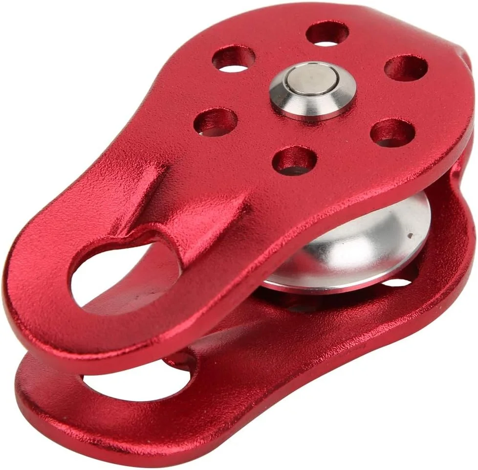 قرقره ایمنی صعود، قرقره طناب صعود در فضای باز، سخت افزار فلزی، قرقره ثابت تک تسمه با صفحه چرخان قابل حمل