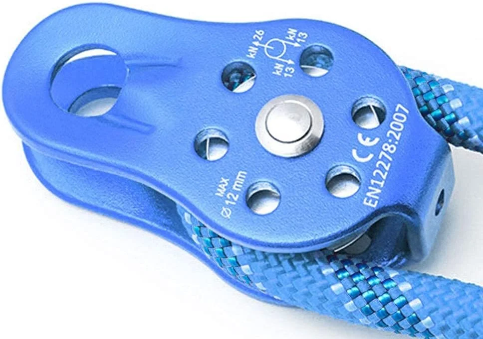 قرقره کوهنوردی 26KN آلیاژ آلومینیوم سنگین تک قرقره طناب گردان برای طناب 12 میلی متری