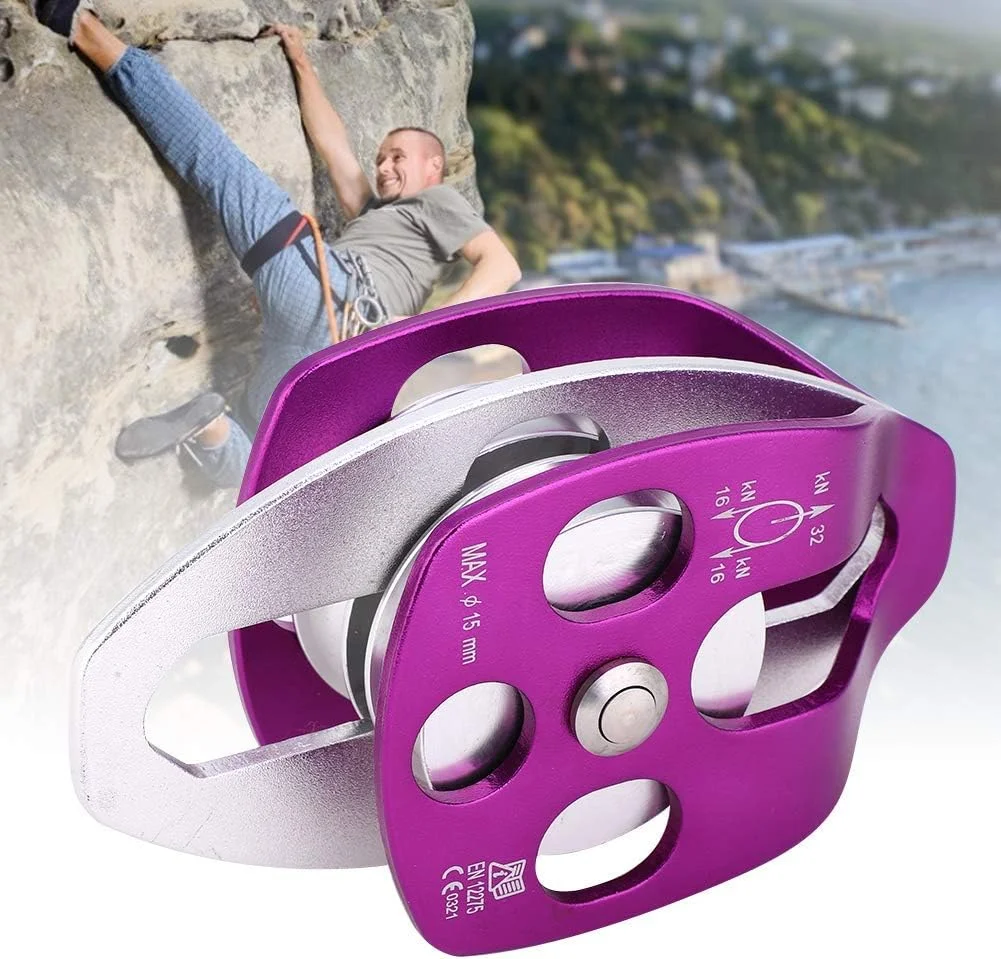 قرقره دوبل صعود، قرقره دوبل آلومینیومی هوانوردی EN 12275 با چرخش جانبی برای صخره نوردی و کوهنوردی