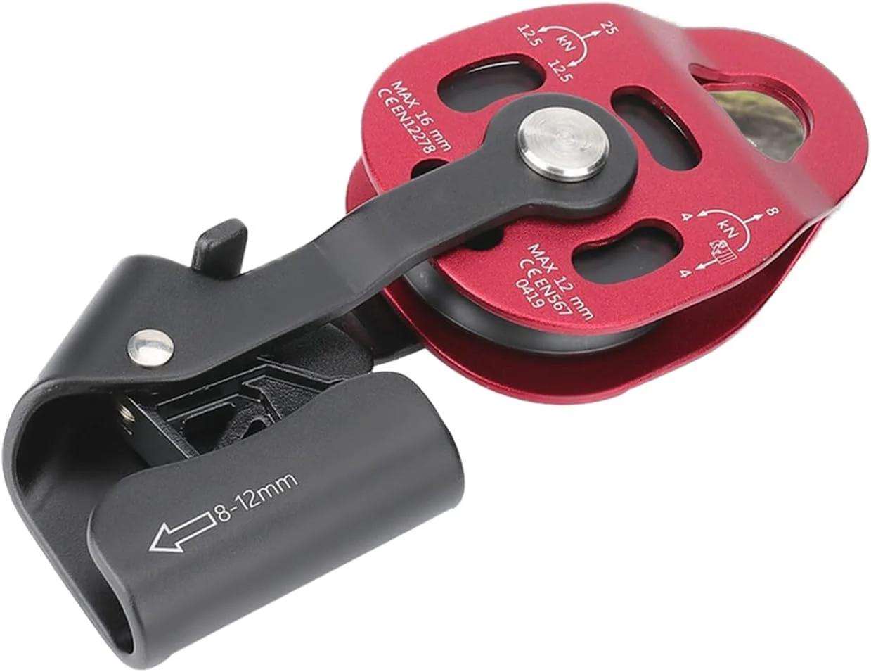 قرقره صعود، قرقره طناب 4KN آلومینیومی سنگین وظیفه، قرقره تک طناب، قرقره چرخ قفل شونده برای طناب 8-12 میلی متر