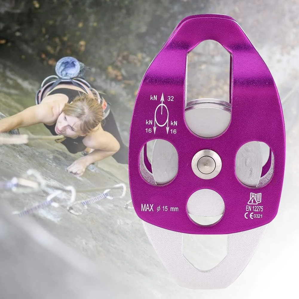 قرقره دوبل صعود، قرقره دوبل آلومینیومی هوانوردی EN 12275 با چرخش جانبی برای صخره نوردی و کوهنوردی