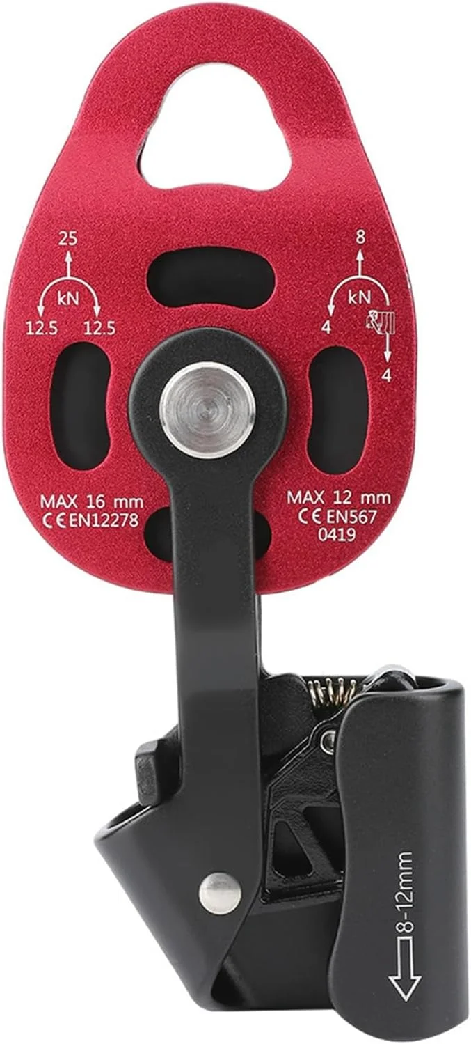 قرقره صعود، قرقره طناب 4KN آلومینیومی سنگین وظیفه، قرقره تک طناب، قرقره چرخ قفل شونده برای طناب 8-12 میلی متر