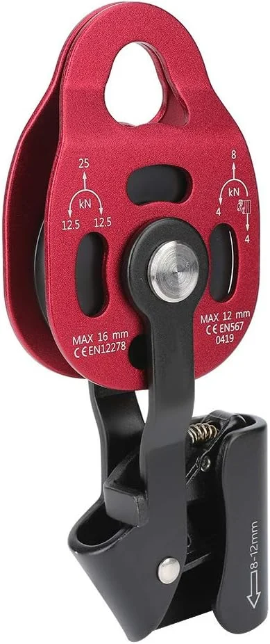 قرقره کوهنوردی، قرقره تک طناب آلومینیومی 4KN سنگین برای طناب 8-12 میلی متر قرقره کوهنوردی، قرقره تک طناب آلومینیومی 4KN سنگین برای طناب 8-12 میلی متر