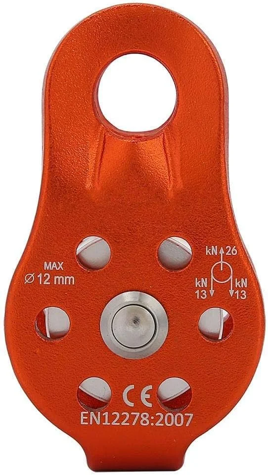 قرقره صعود 26KN با چرخ آلیاژ آلومینیوم و بلوک گردان برای طناب 12 میلی متری، مناسب صعود و نجات قرقره صعود 26KN با چرخ آلیاژ آلومینیوم و بلوک گردان برای طناب 12 میلی متری، مناسب صعود و نجات