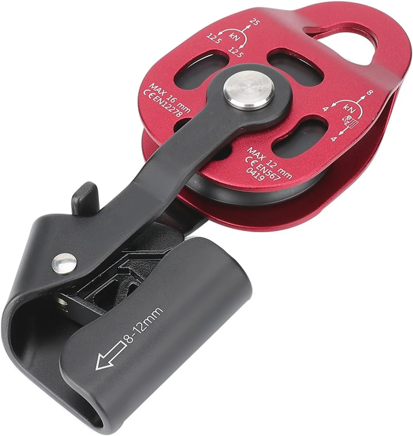 قرقره صعود، قرقره قفل شونده چرخ قرقره آلومینیومی 4KN سنگین وظیفه، قرقره طناب تکی بلوک قرقره طناب برای طناب 8-12 میلی متر