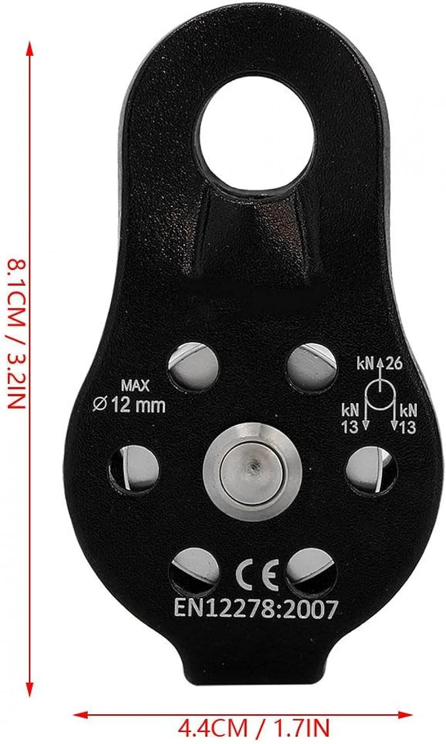 قرقره صعود ۲۶KN با چرخ آلیاژ آلومینیوم و بلوک چرخشی برای طناب ۱۲ میلی متری، مناسب صعود و نجات