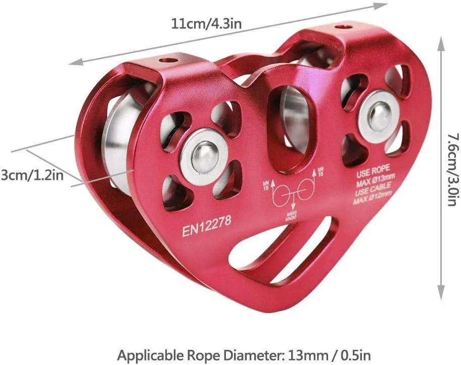 قرقره صعود 30KN، چرخ بلوک، قرقره گردان، چرخ دستی کابل نجات، تجهیزات صعود برای صعود در فضای باز