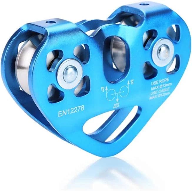 قرقره صعود، قرقره دوبل 30KN ترولی کابل نجات زیپ لاین تجهیزات صخره نوردی در فضای باز قرقره صعود، قرقره دوبل 30KN ترولی کابل نجات زیپ لاین تجهیزات صخره نوردی در فضای باز