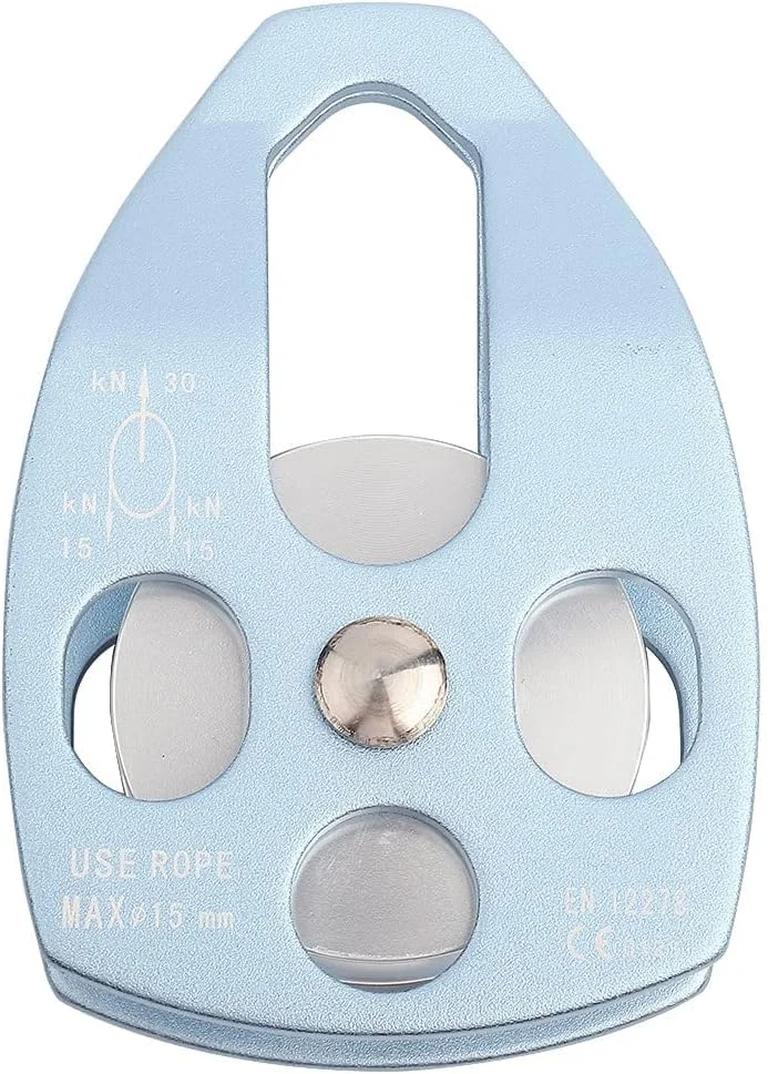 قرقره تکی سنگنوردی 28KN آلیاژی با صفحه چرخشی، قرقره طناب چرخان تکی سنگین برای صخره نوردی و درخت نوردی