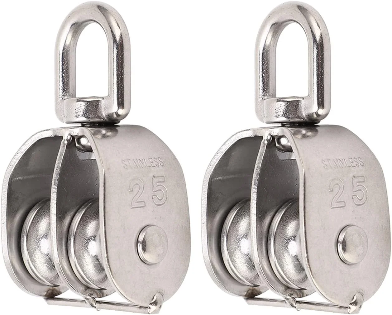 قرقره طناب قرقره دوبل صعود قرقره چرخ قرقره M25 فولاد ضد زنگ ظرفیت بار 150 کیلوگرم حمل و نقل بار ساخت و ساز داخلی و خارجی 2 عدد