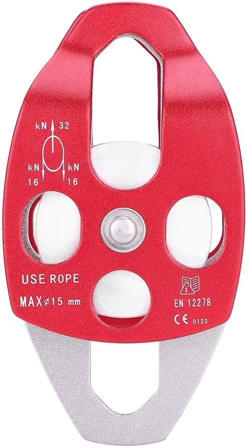 قرقره زیپ لاین صعود، قرقره تکی صعود 32KN، بلوک قرقره طناب سنگین برای طناب کمتر از 15 میلی متر، قرقره بلبرینگ صعود برای کار در ارتفاع