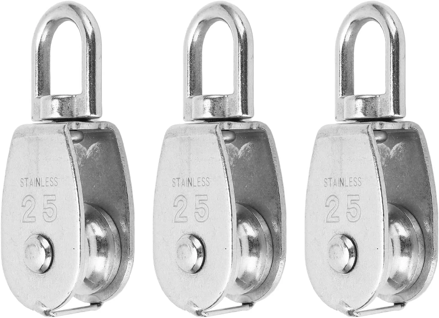 بلوک قرقره تکی M25، قرقره طناب لباس با ظرفیت باربری 50 کیلوگرم، 3 عدد استیل ضد زنگ با چرخش 360 درجه، غلتک قرقره برای بلند کردن و کشیدن