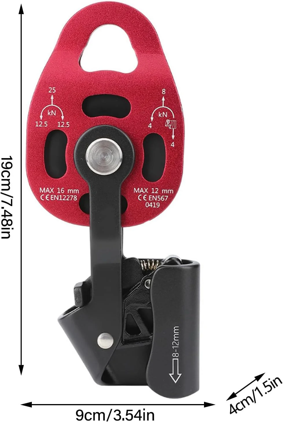 قرقره صعود 4KN، غلتک طناب، تجهیزات فرود برای طناب های 8-12 میلی متری