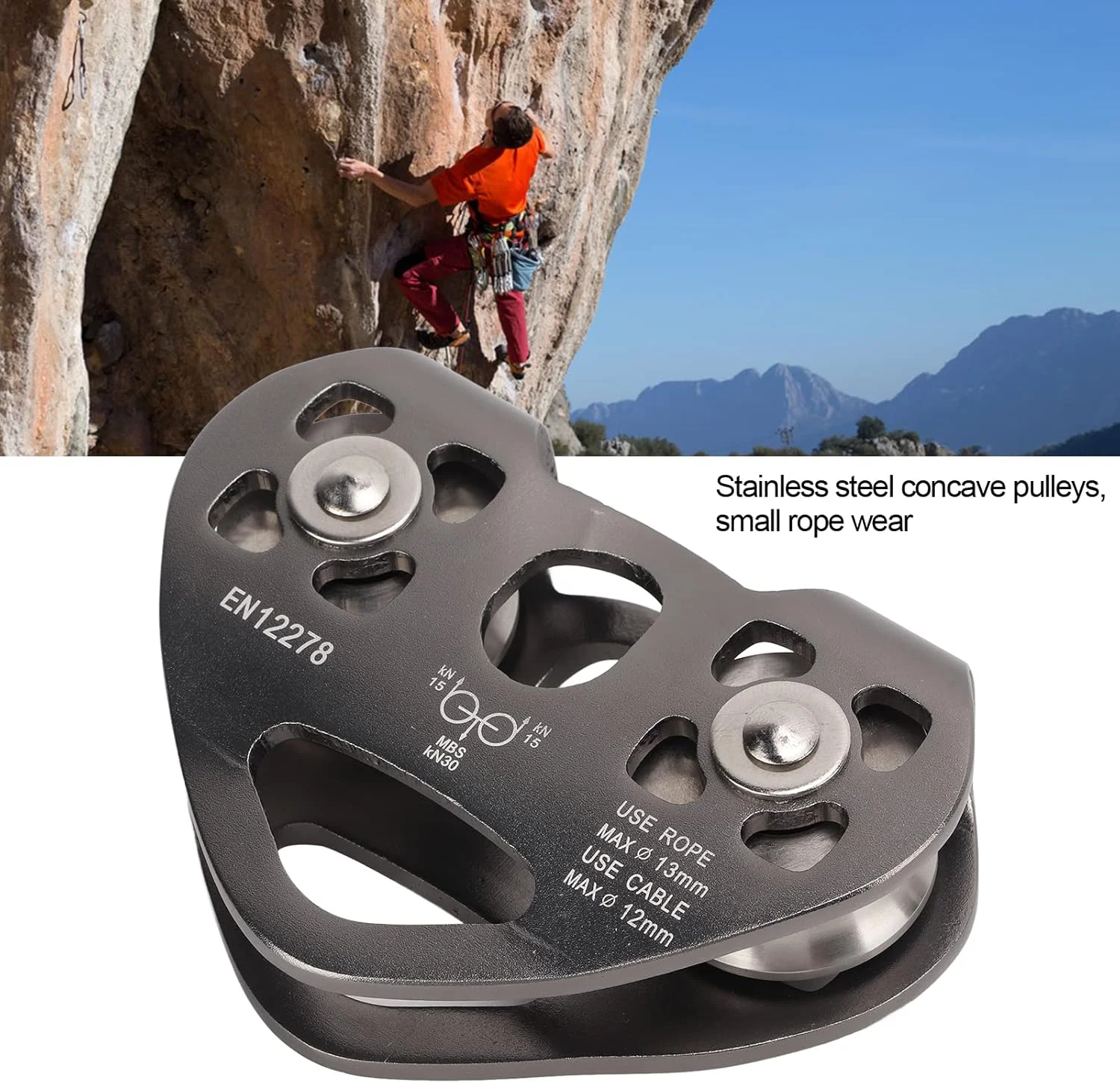 قرقره زیپ لاین Cryfokt، قرقره زیپ لاین با بلبرینگ دوبل، ترولی دوبل سرعتی تندم سبک وزن با استحکام بالا، لوازم جانبی زیپ لاین برای کوهنوردی، صخره نوردی