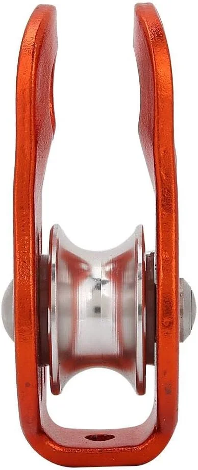 قرقره صعود دمرس 26KN آلیاژ آلومینیوم تک قرقره چرخان طناب چرخ قرقره سنگین وظیفه دستگاه های صعود در فضای باز (نارنجی)