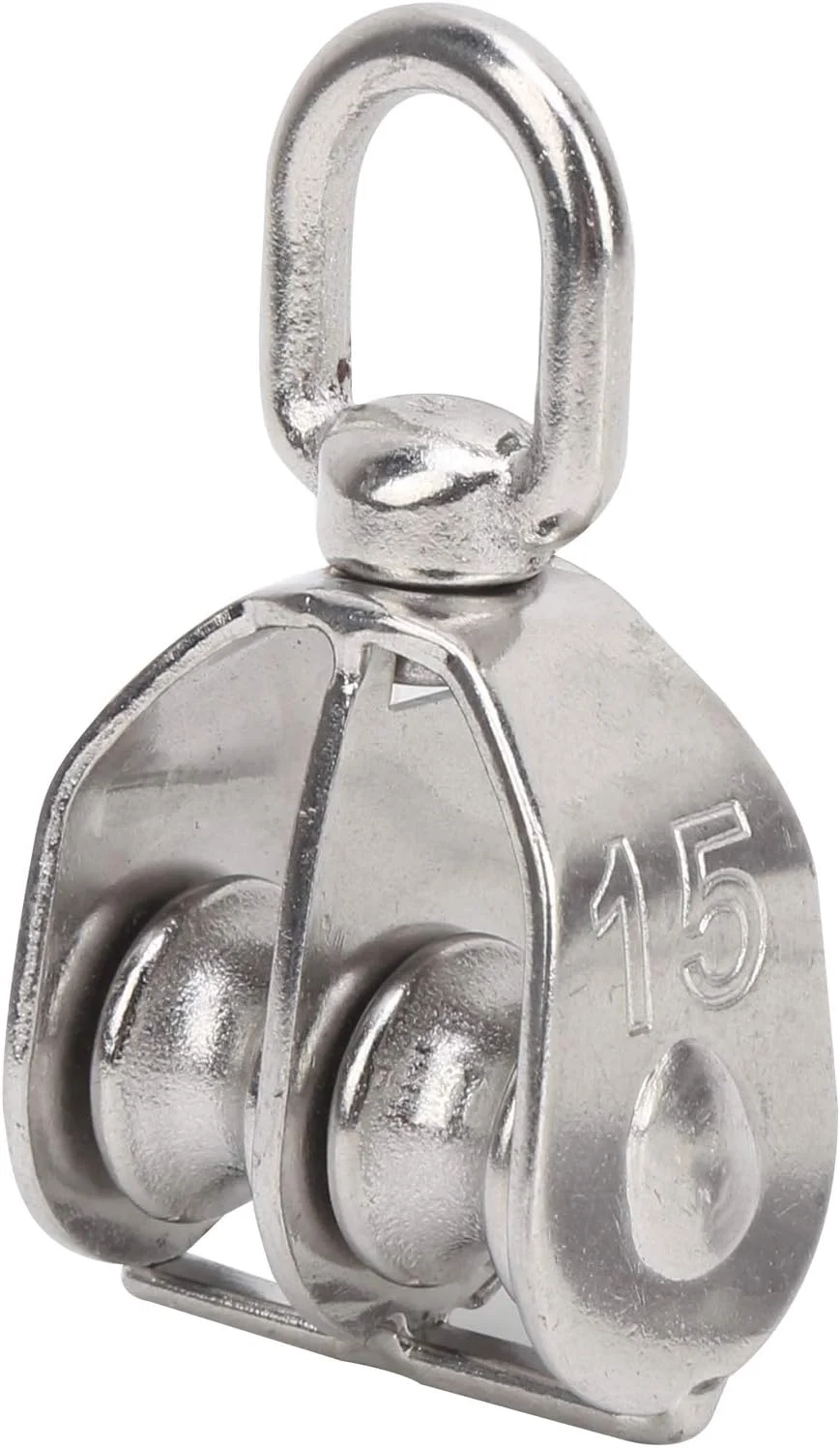 بلوک قرقره M15، بسته 10 عددی، چرخش 360 درجه، قرقره دو چرخ برای آویزان کردن اجسام در ارتفاع بالا، نقره ای، برای صخره نوردی و عملیات در ارتفاع بالا