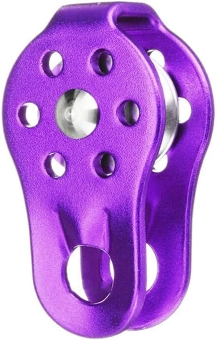 قرقره سیم بکسل فولادی، قرقره تک طناب ثابت 26KN برای صخره نوردی، نجات و بقا، ابزار درختکاری (رنگ: بنفش)