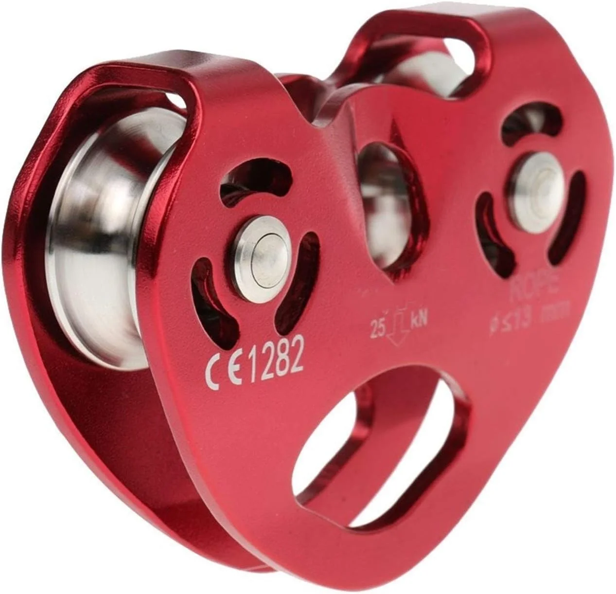 قرقره سیم بکسل فولادی DLRSET، قرقره دوبل نجات صخره نوردی در فضای باز 25KN، قرقره زیپ لاین آلیاژ آلومینیوم منیزیم، ابزار آویزان کردن تخت آویز