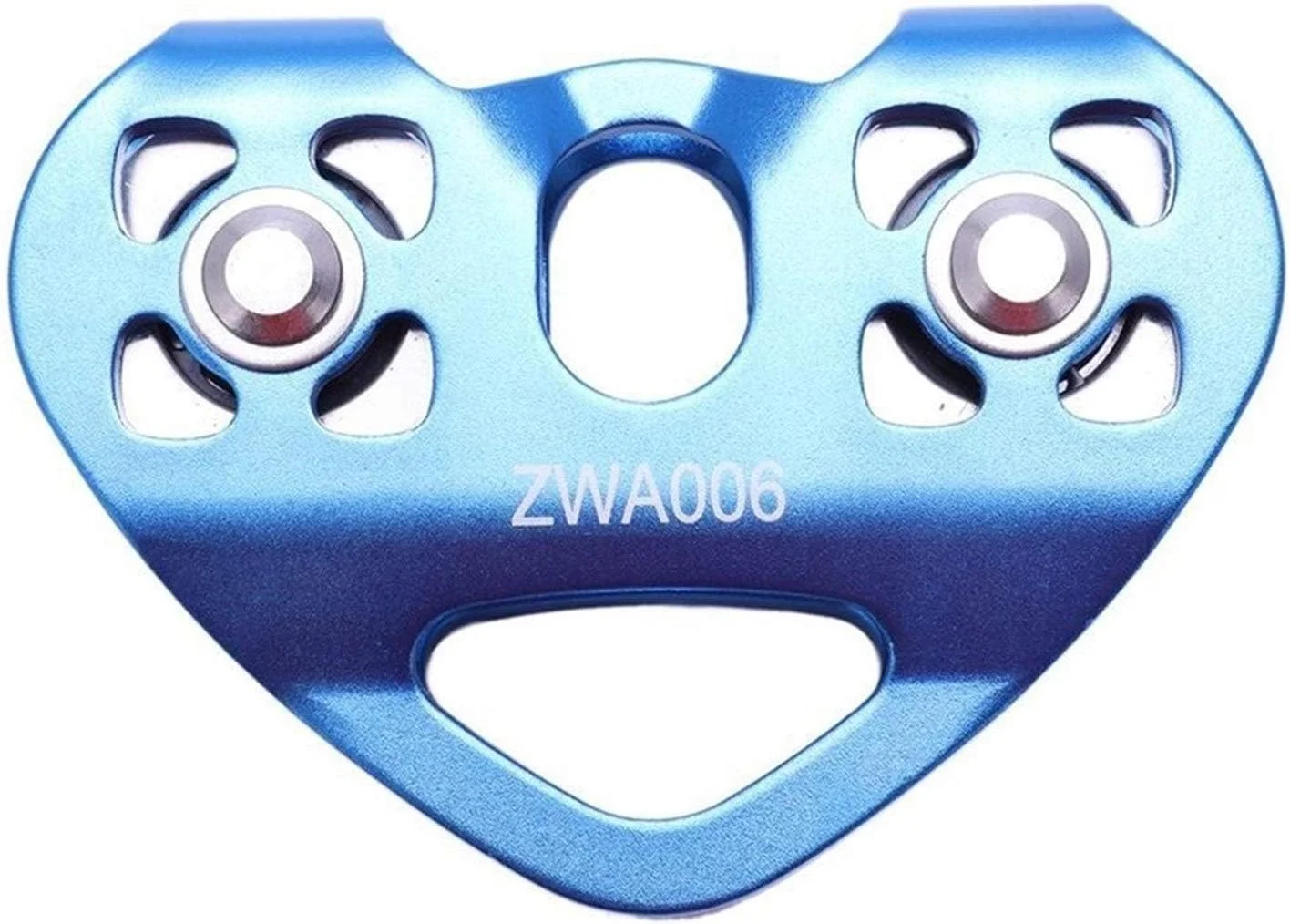 قرقره سیم بکسل فولادی، قرقره دوبل کوهنوردی طرح قلب طناب فولادی 1 متری، ترولی زیپ لاین سرعت بالا 24KN (رنگ: آبی)