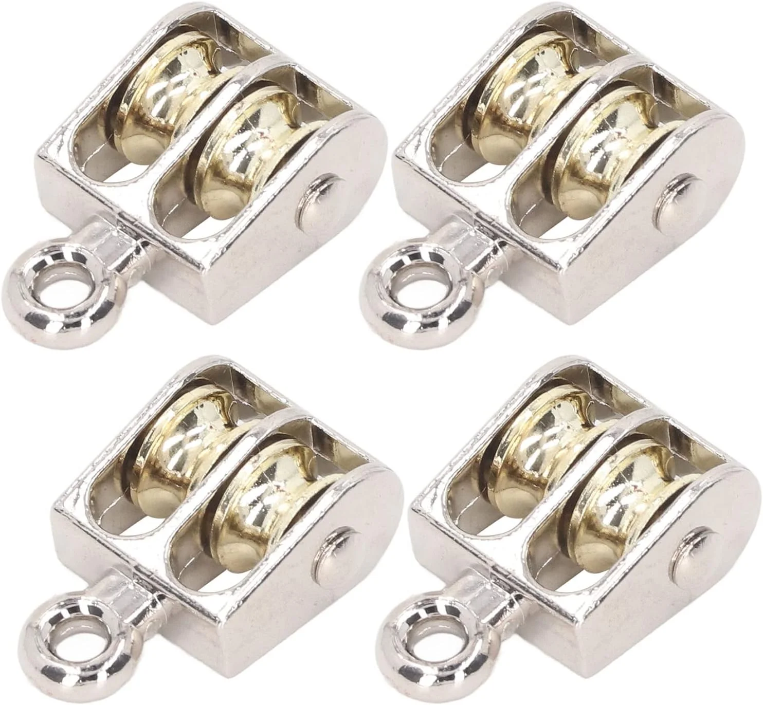 بلوک قرقره دوبل، 4 عدد قرقره بالابر جرثقیل آلیاژ روی 100 کیلوگرمی با طناب و کابل برای استفاده در فضای داخلی و خارجی