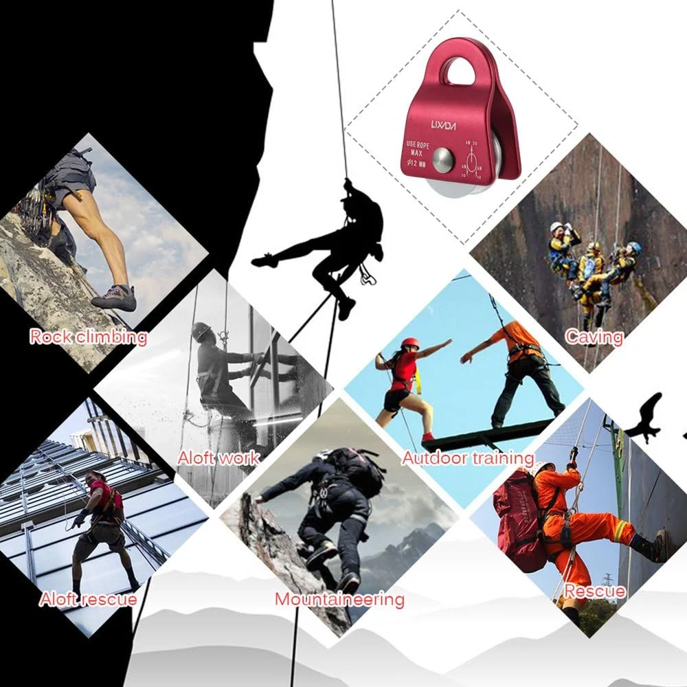 قرقره صعود Domary، قرقره میکرو متحرک بلبرینگ 20kN حداکثر طناب 1/2 اینچ برای تجهیزات صعود درختکاری