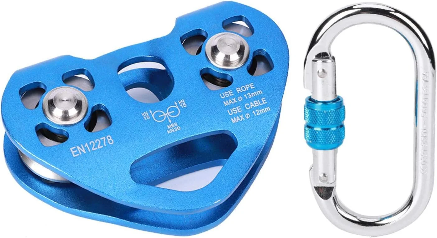 قرقره دو محوره دوگانه - قرقره دو محوره قلبی شکل با کارابین O شکل برای صخره نوردی