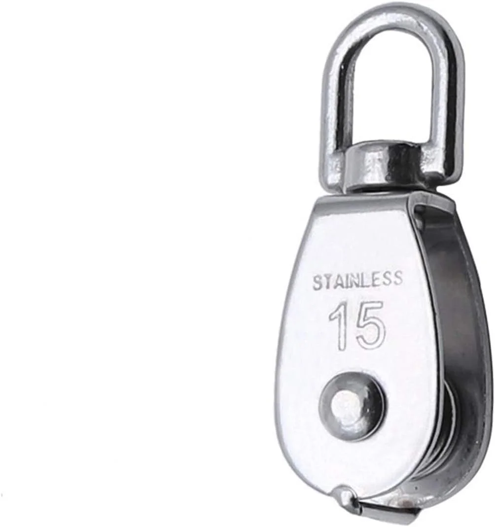 قرقره سیم بکسل فولادی DLRSET، قرقره استیل ضد زنگ M15، قرقره سیم بکسل تک چرخ گردان، بلوک قرقره طناب بالابر، برای اسکیتینگ گرانشی بادوام سیم بکسل