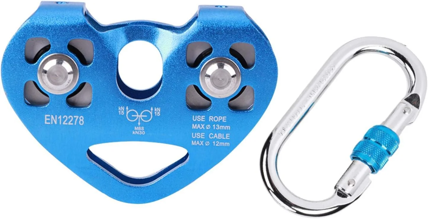 قرقره دو محوره دوگانه - قرقره دو محوره قلبی شکل با کارابین O شکل برای صخره نوردی