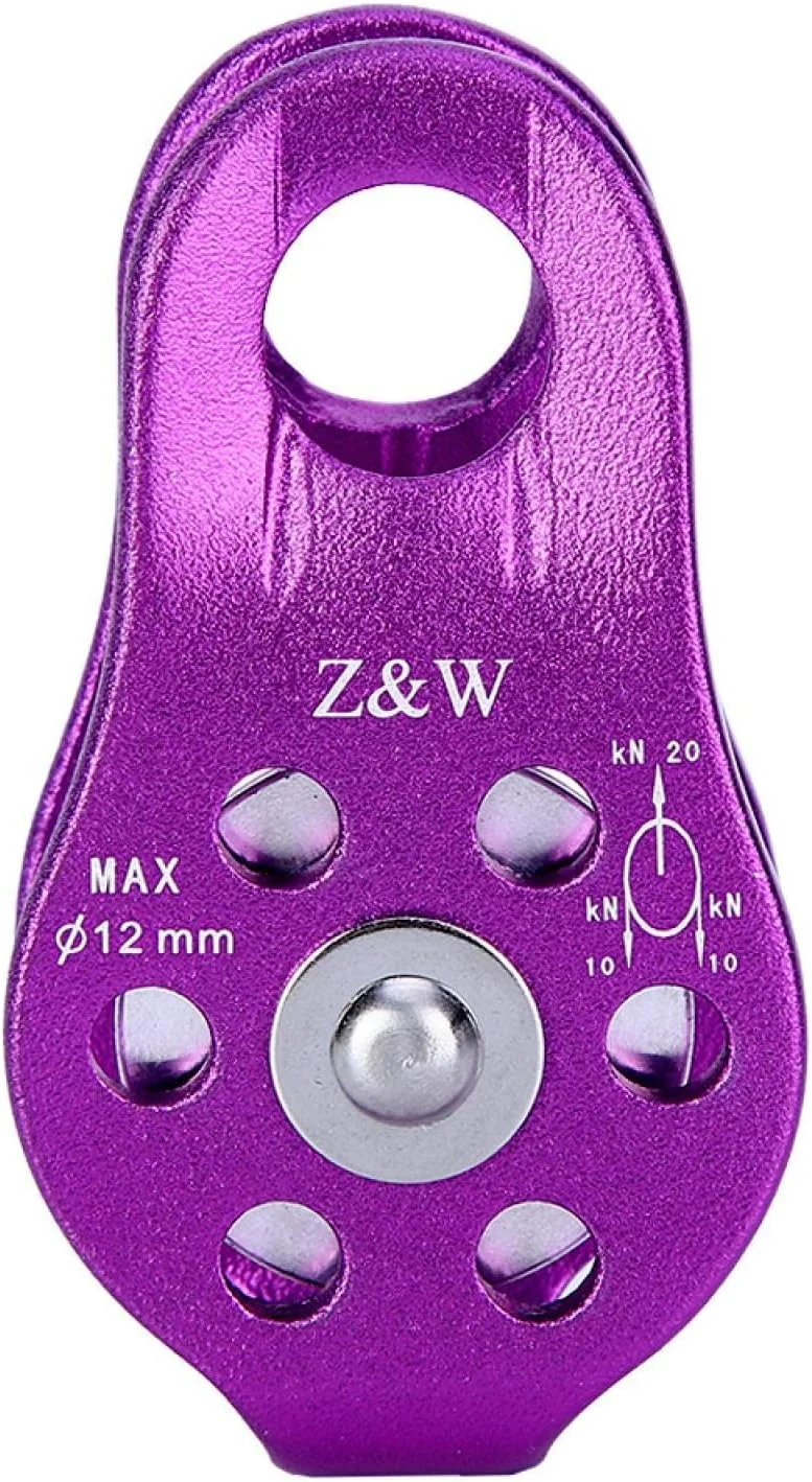 قرقره تکی صعود آلیاژ آلومینیوم، قرقره طناب تکی سنگین، لوازم جانبی تجهیزات ایمنی صعود (بنفش)