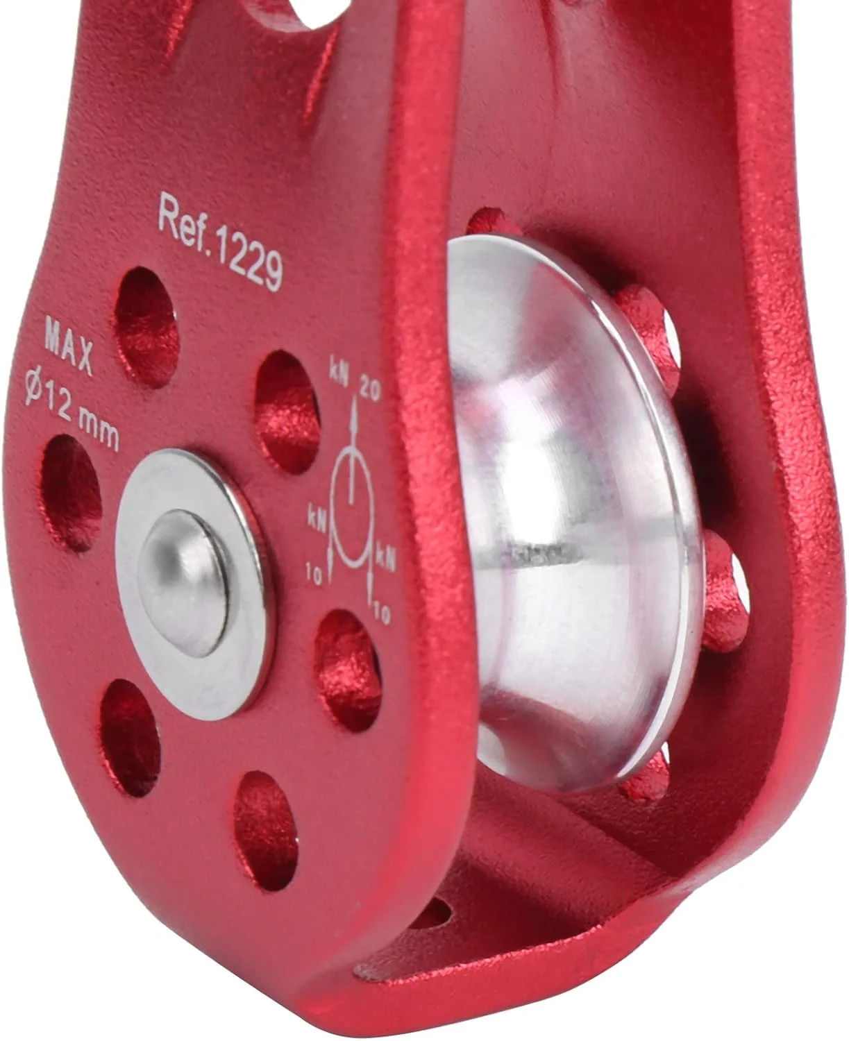 قرقره ثابت جانبی، قرقره کوچک کوهنوردی 20kN ابزار فضای باز قرقره طناب بالابر چرخ تکی گردان برای صخره نوردی/ماجراجویی/کوهنوردی در فضای باز (قرمز)