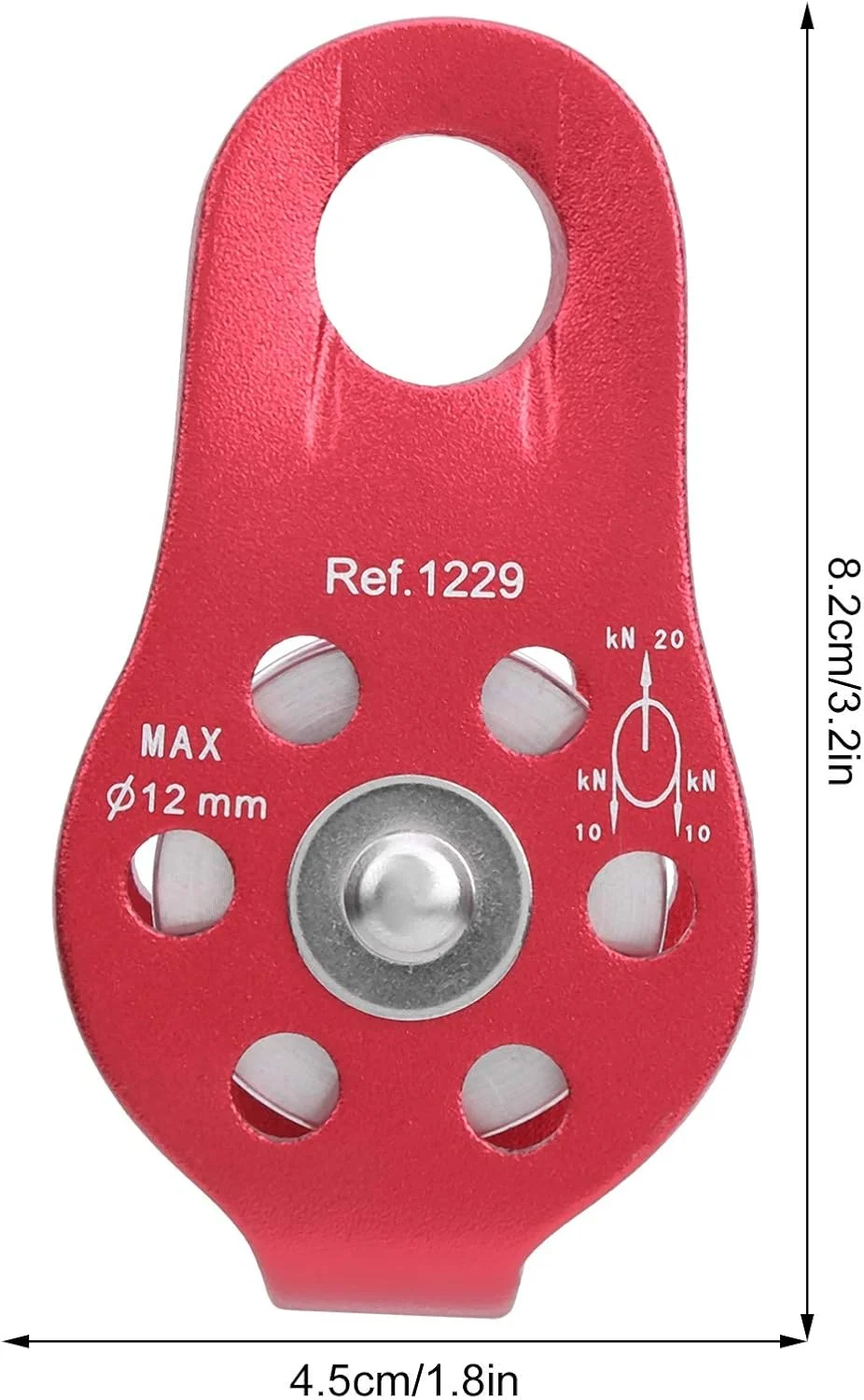 قرقره ثابت جانبی، قرقره کوچک کوهنوردی 20kN ابزار فضای باز قرقره طناب بالابر چرخ تکی گردان برای صخره نوردی/ماجراجویی/کوهنوردی در فضای باز (قرمز)