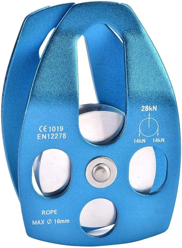 قرقره طناب - قرقره نجات 30KN تک تسمه با صفحه چرخان برای صخره نوردی در فضای باز (آبی)