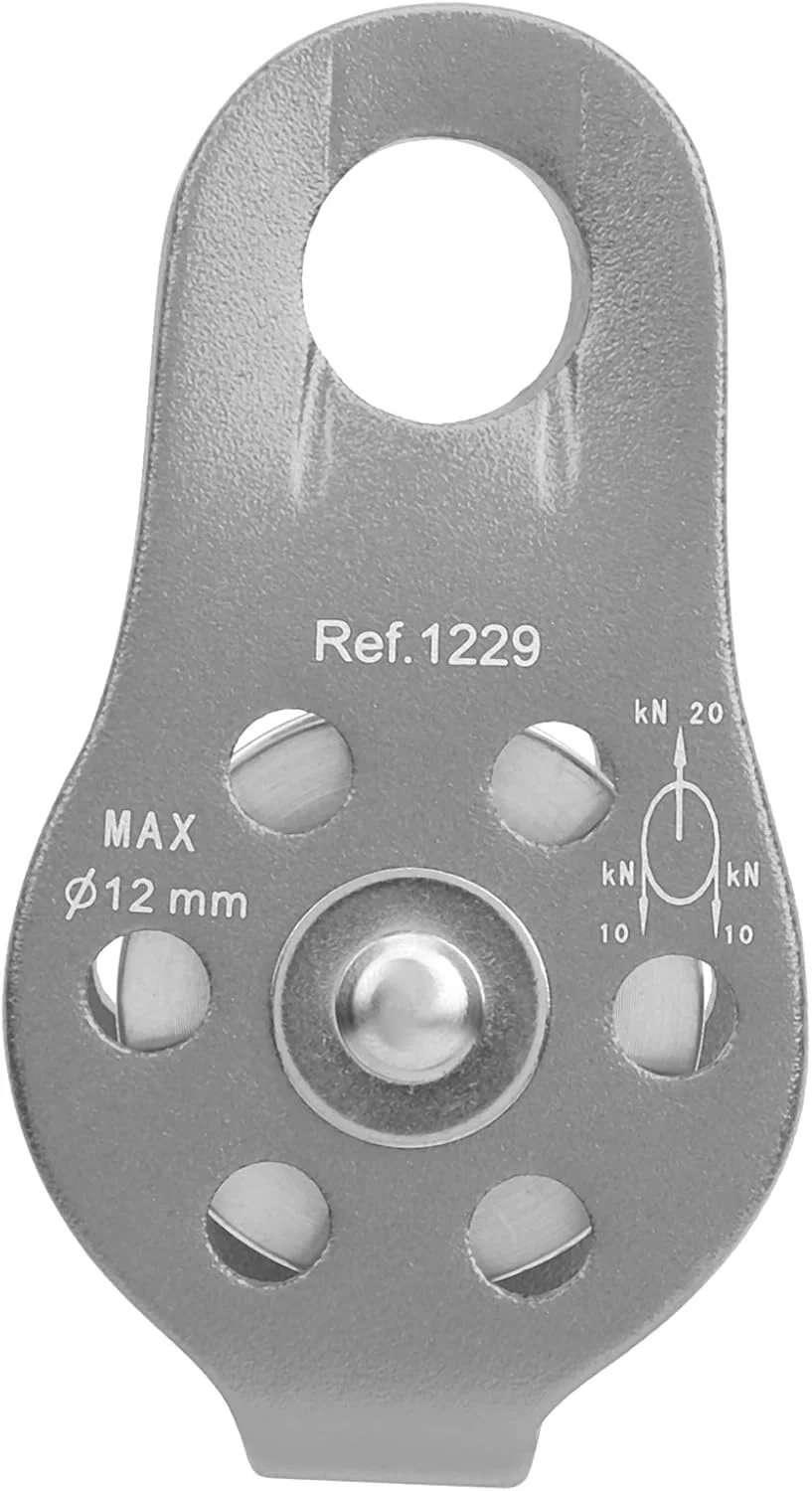 قرقره ثابت جانبی، قرقره کوچک کوهنوردی 20kN ابزار فضای باز قرقره طناب بالابر چرخ تکی گردان برای صخره نوردی در فضای باز/ماجراجویی/کوهنوردی (خاکستری)