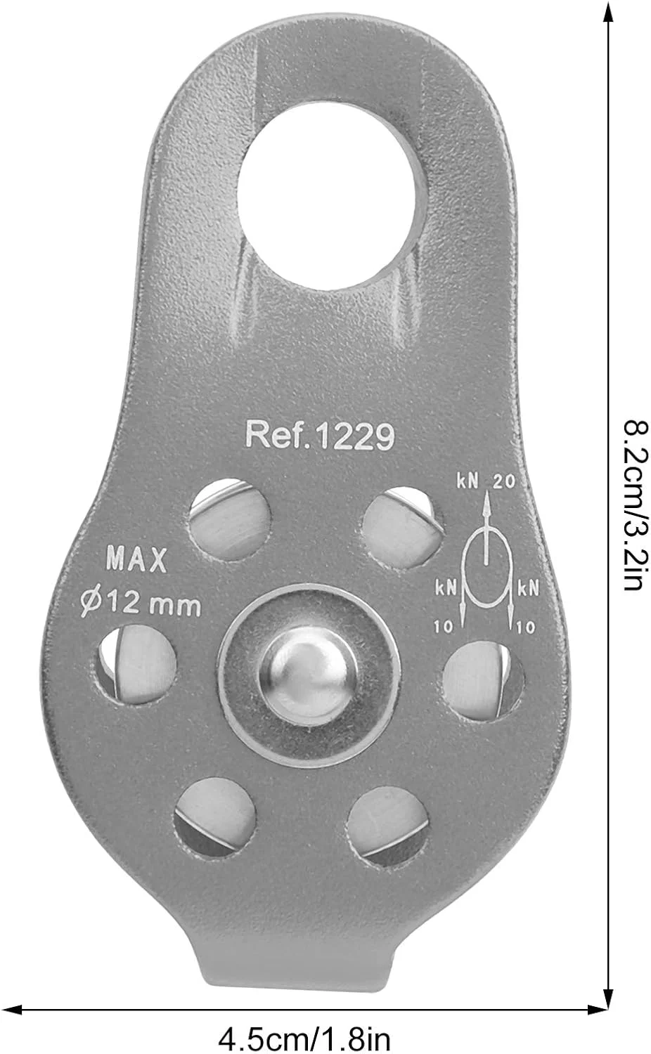 قرقره ثابت جانبی، قرقره کوچک کوهنوردی 20kN ابزار فضای باز قرقره طناب بالابر چرخ تکی گردان برای صخره نوردی در فضای باز/ماجراجویی/کوهنوردی (خاکستری)